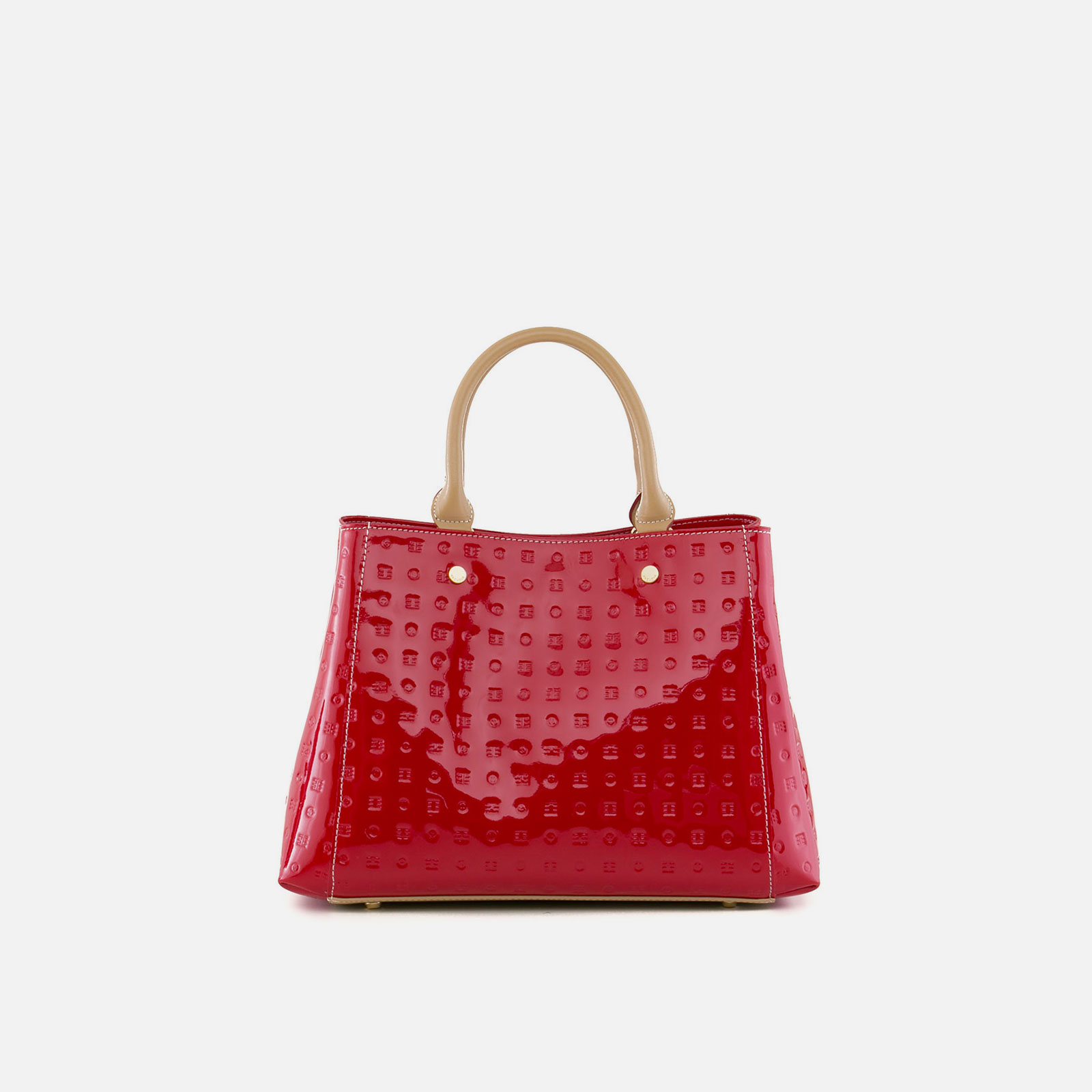 ARCADIA black Patent Leather large Handbag Satchel purse ITALY embossed Logo
