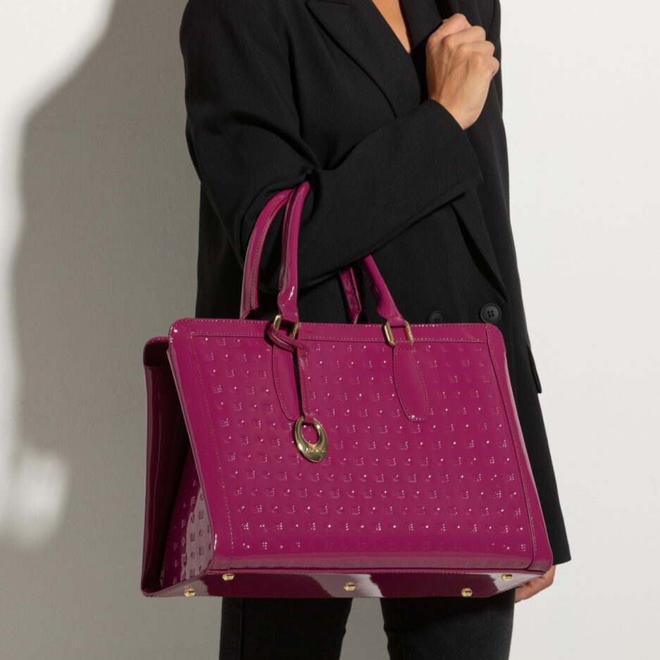 Magenta Pink Real Leather Croc Large Shoulder Tote Bag – Amilu